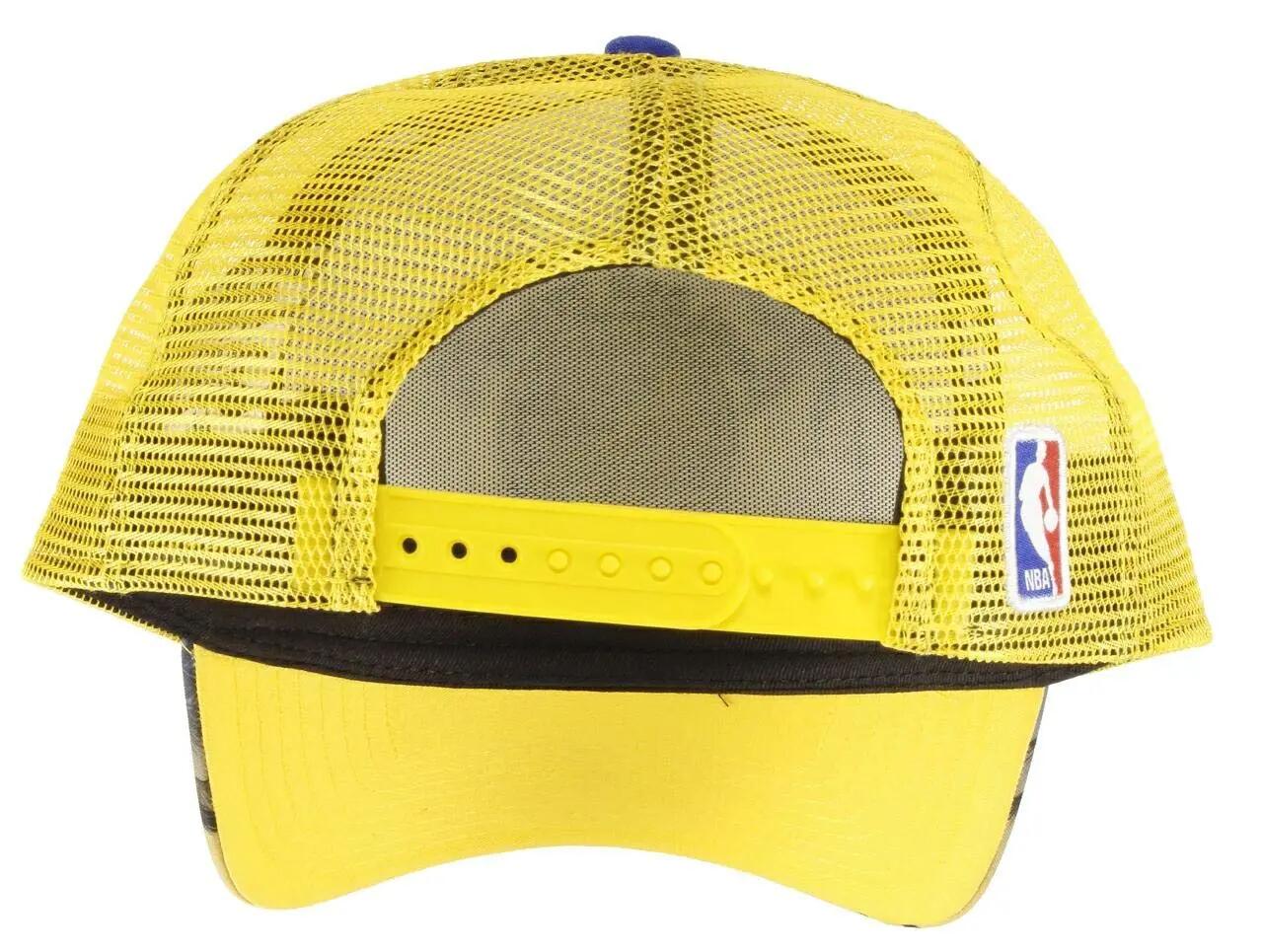 Golden State Warriors A Frame Adjustable Trucker Cap NBA Palm Tree Yellow 2/3