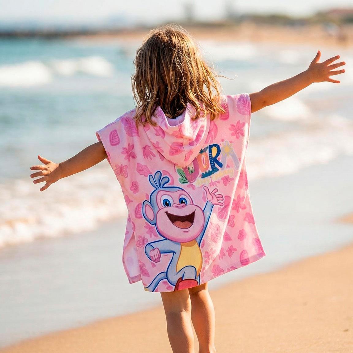 Poncho serviette Dora l’exploratrice en microfibre à capuche enfant 6/6