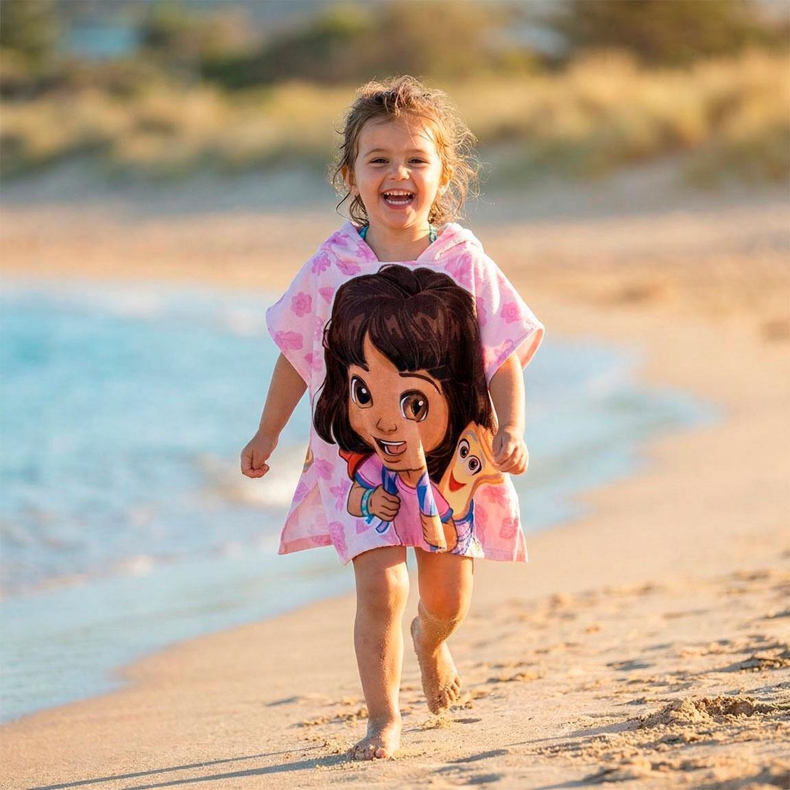 Poncho serviette Dora l’exploratrice en microfibre à capuche enfant 5/6