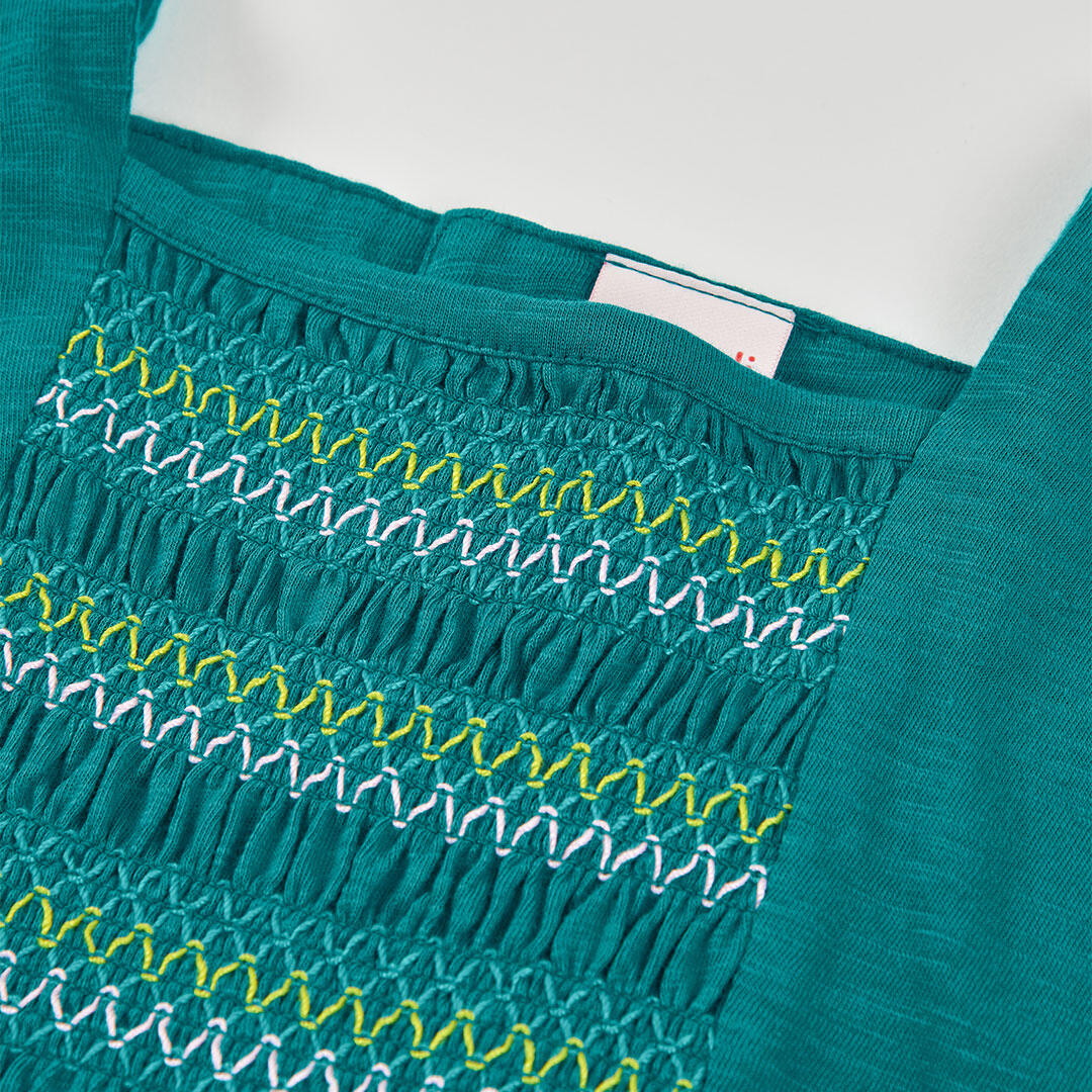 Vestido de punto flamé para niña con bordado, azul 3/4