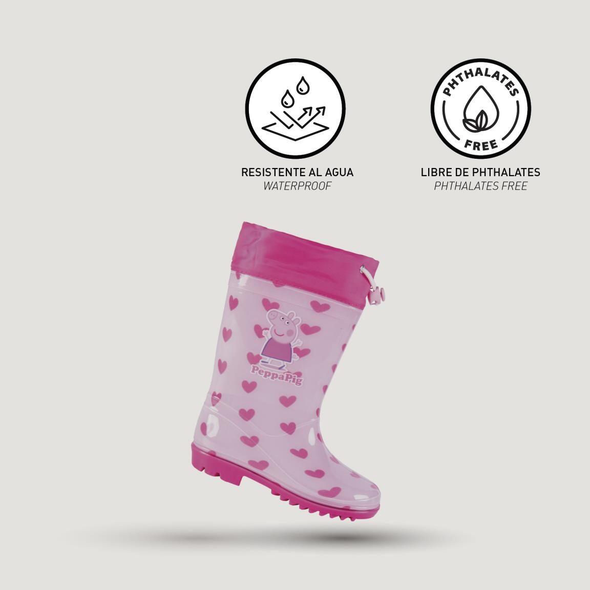 Bottes de pluie enfant Peppa Pig en PVC Rose 5/6