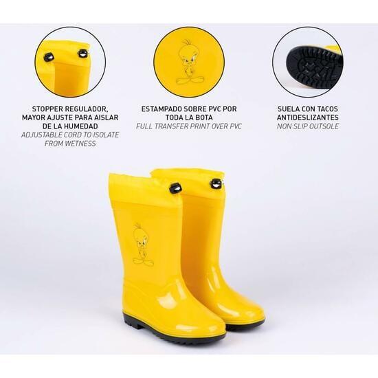 Bottes de pluie enfant Looney Tunes en PVC Jaune 5/6