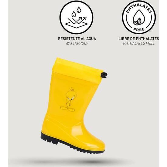 Bottes de pluie enfant Looney Tunes en PVC Jaune 4/6