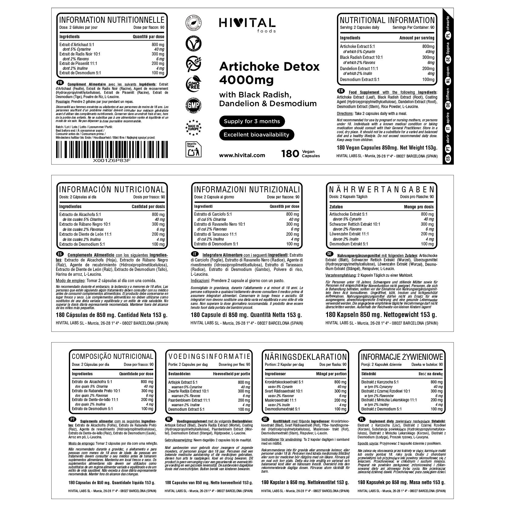 Alcachofa Detox 4000 mg | 180 cápsulas veganas 2/2