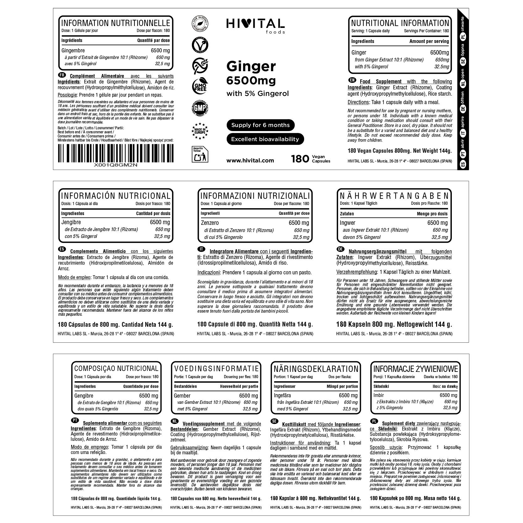 Jengibre 6500 mg | 180 cápsulas veganas 2/2