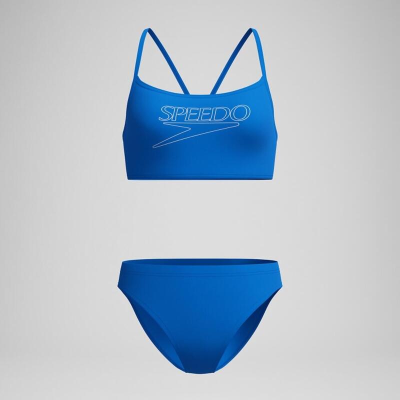 Speedo Dames Bikini Endurance+ Logo Thin Strap Blauw/Wit