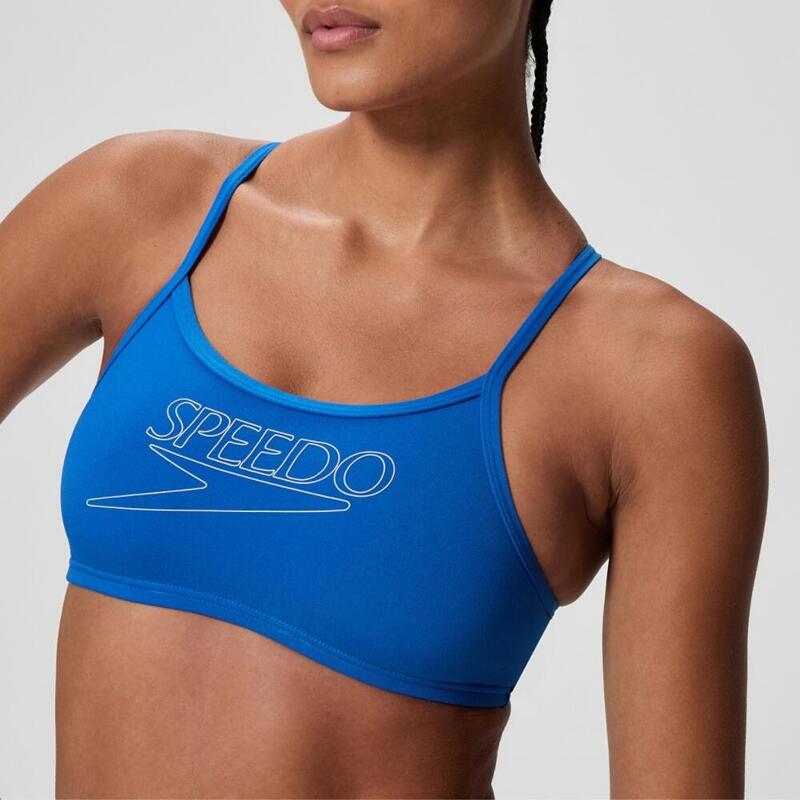 Speedo Dames Bikini Endurance+ Logo Thin Strap Blauw/Wit