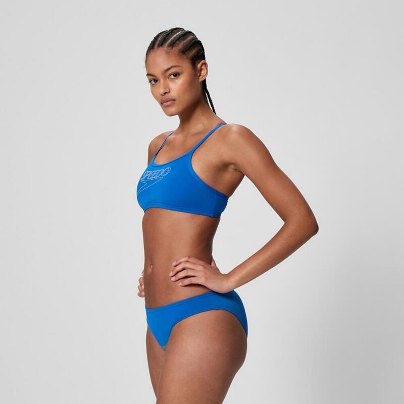 Speedo Dames Bikini Endurance+ Logo Thin Strap Blauw/Wit