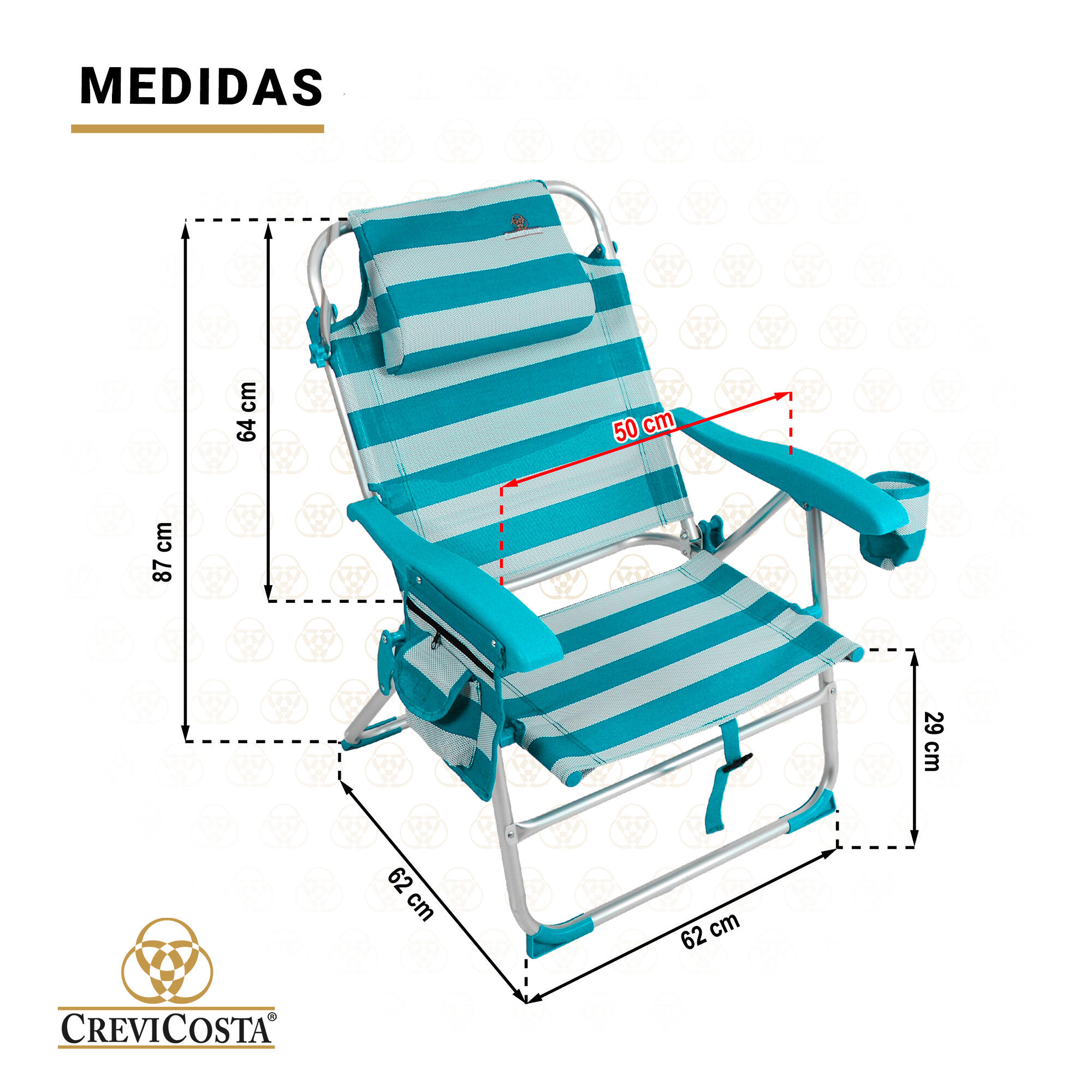 Silla de Playa 62x62x87 cm Nautilus 2108 - CREVICOSTA. Aguamarina 5/6