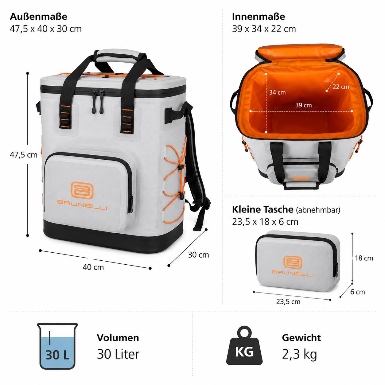 Zaino termico 30L impermeabile per campeggio, SUP e barca 5/8