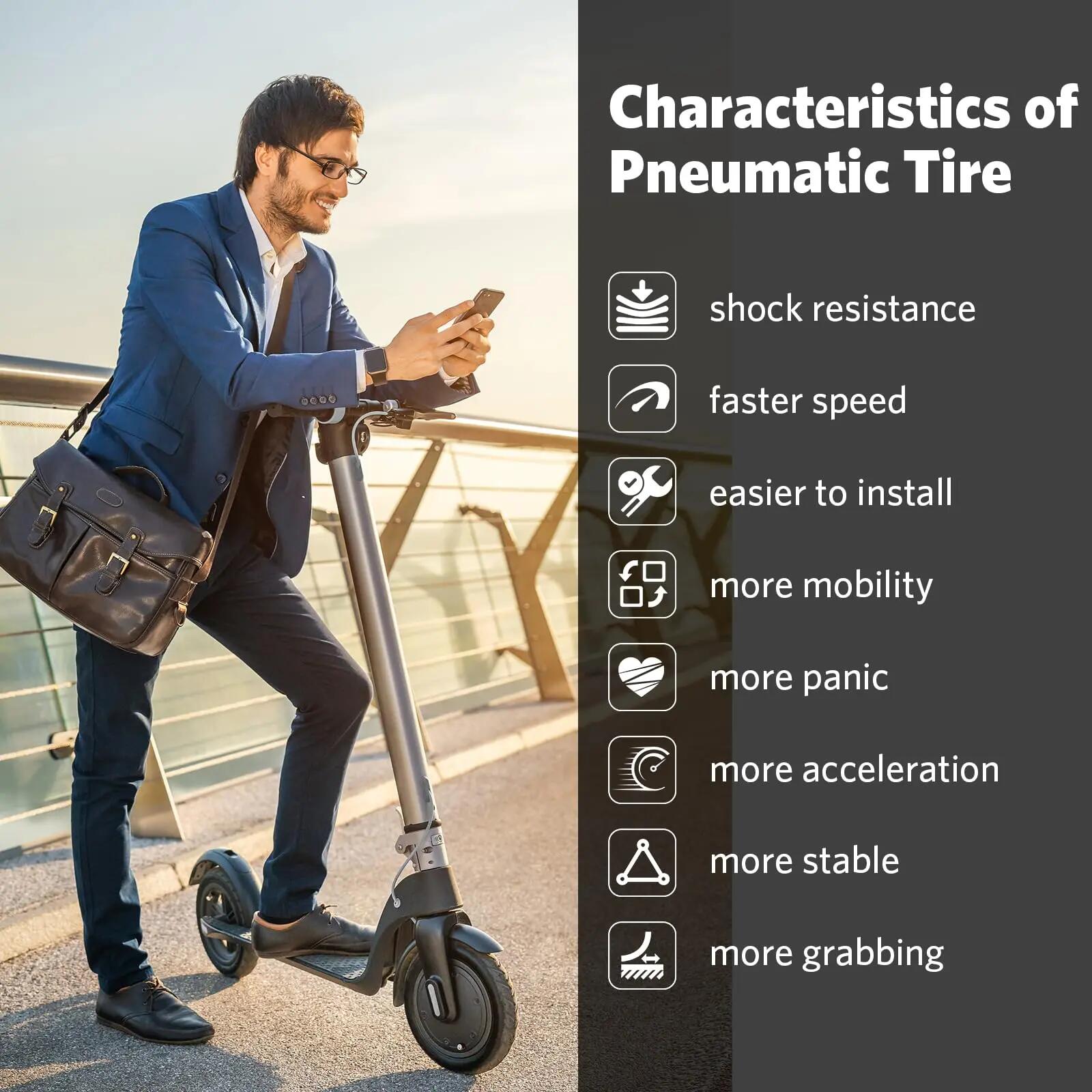 8 1/2x2 Chambre à air pour trottinette électrique Xiaomi avec 2 leviers, 8.5 2/6