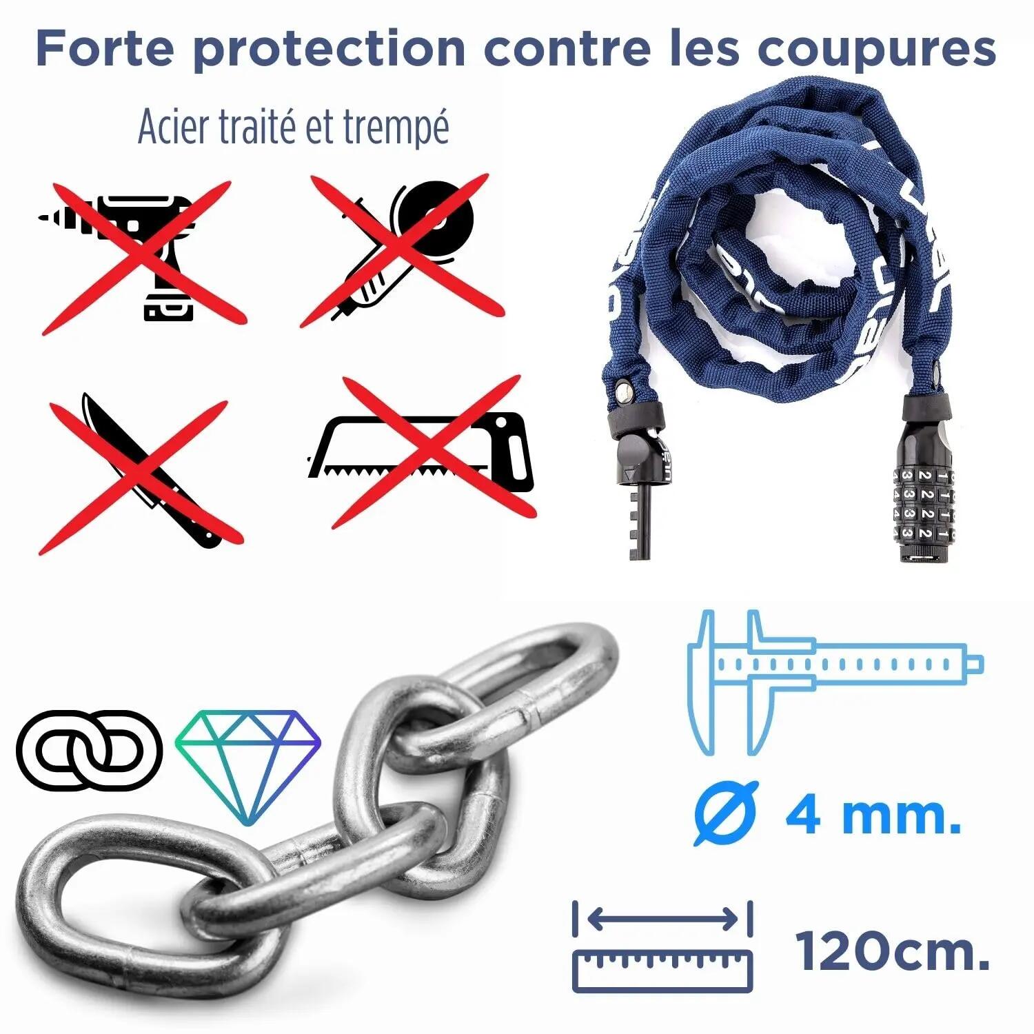 Antivol Vélo Sécurité Scooter Moto Trottinette Combinaison Réinitialisable 3/6