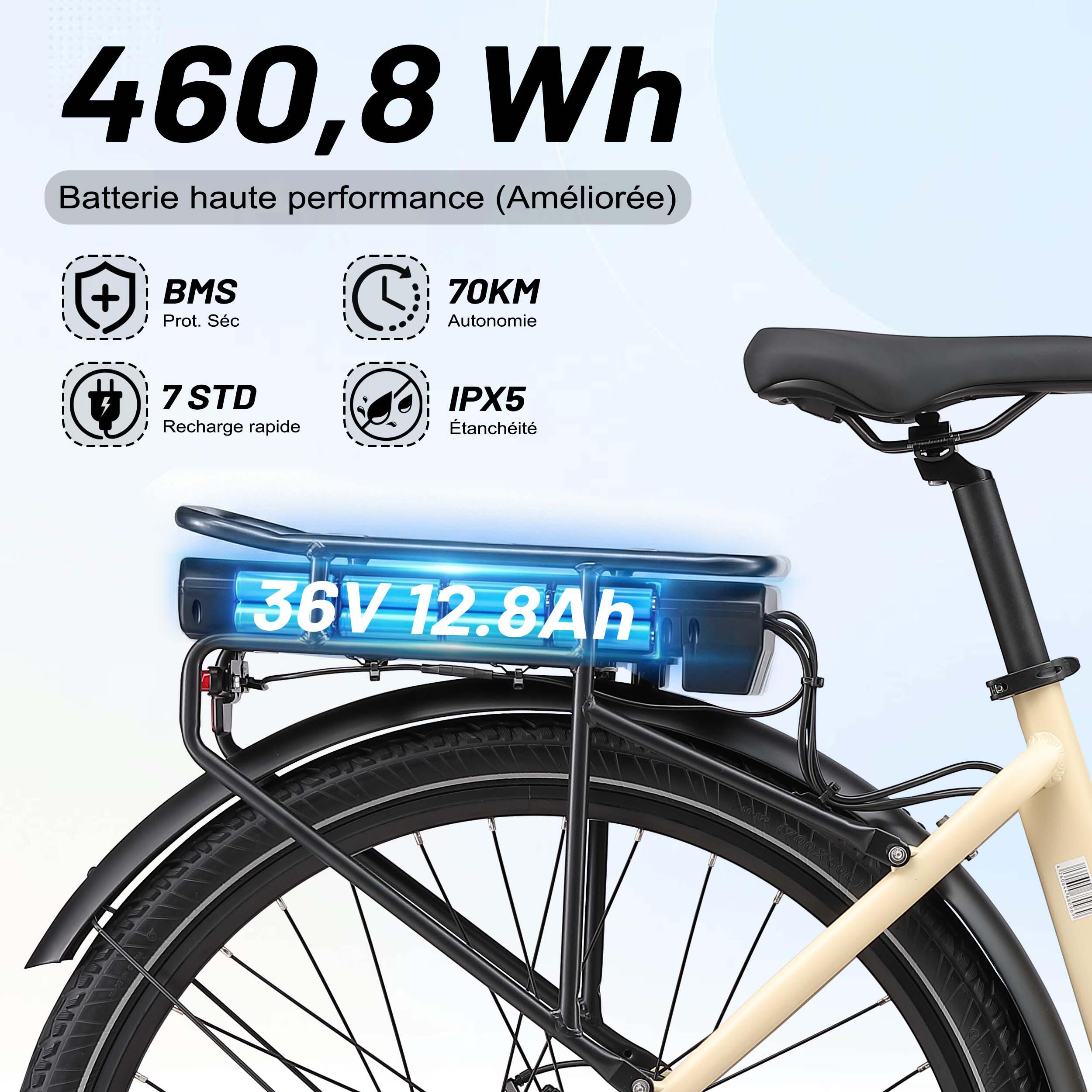 MAXTRON Urban7 Elektryczny rower miejski, 36 V 12,8 Ah, Shimano 7-biegowy 4/7