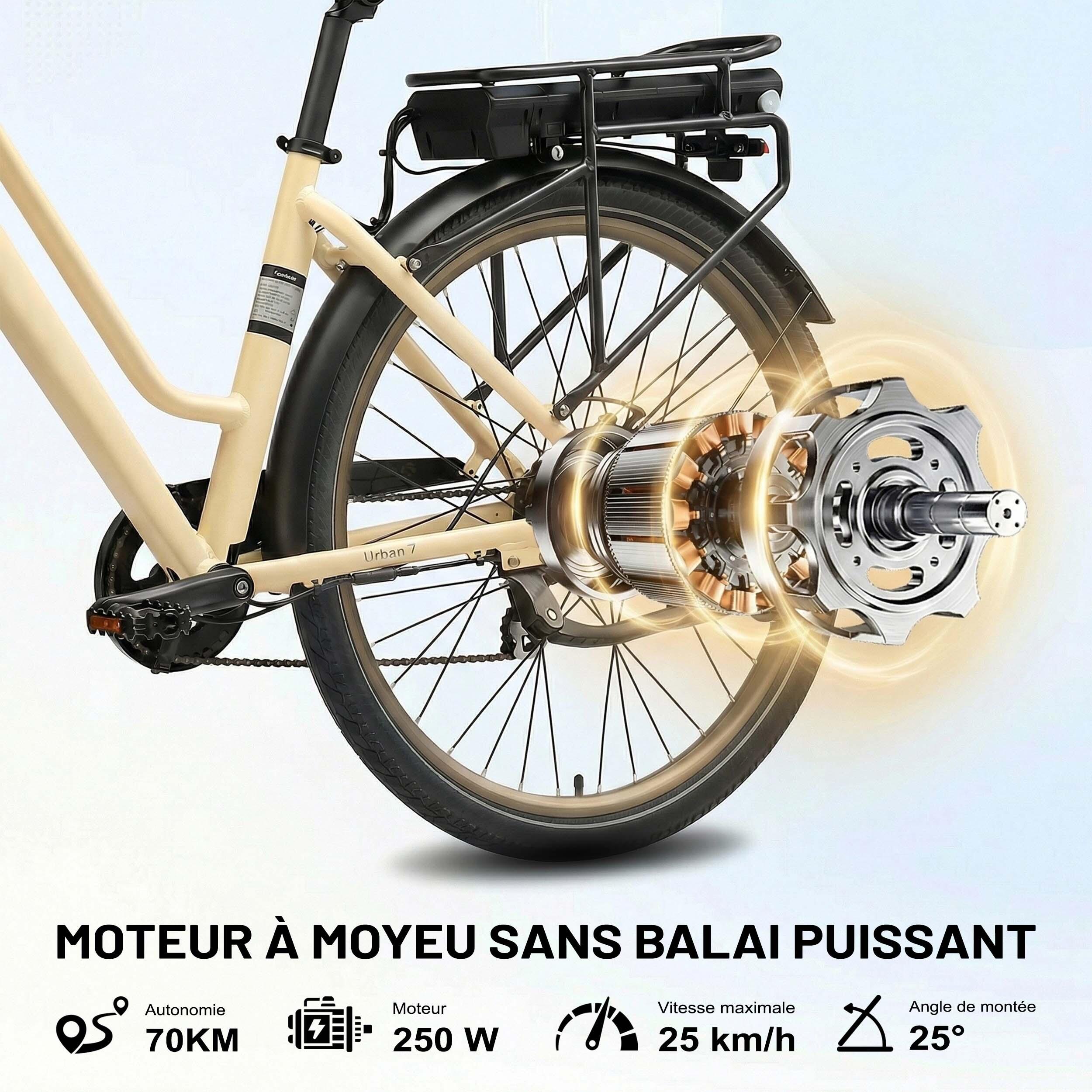 MAXTRON Urban7 Elektryczny rower miejski, 36 V 12,8 Ah, Shimano 7-biegowy 3/7