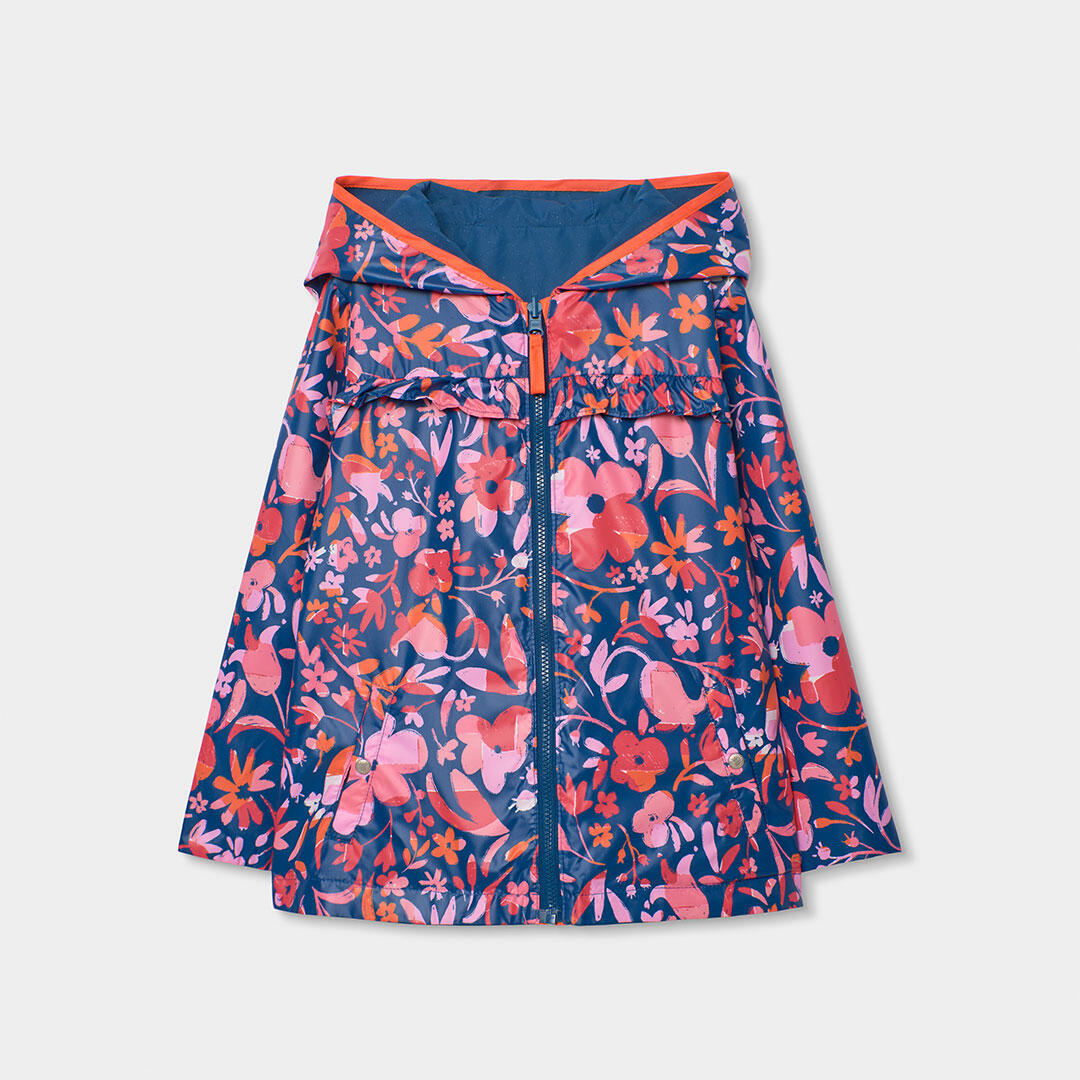 Parka reversible para niña con estampado floral, azul marino 4/7