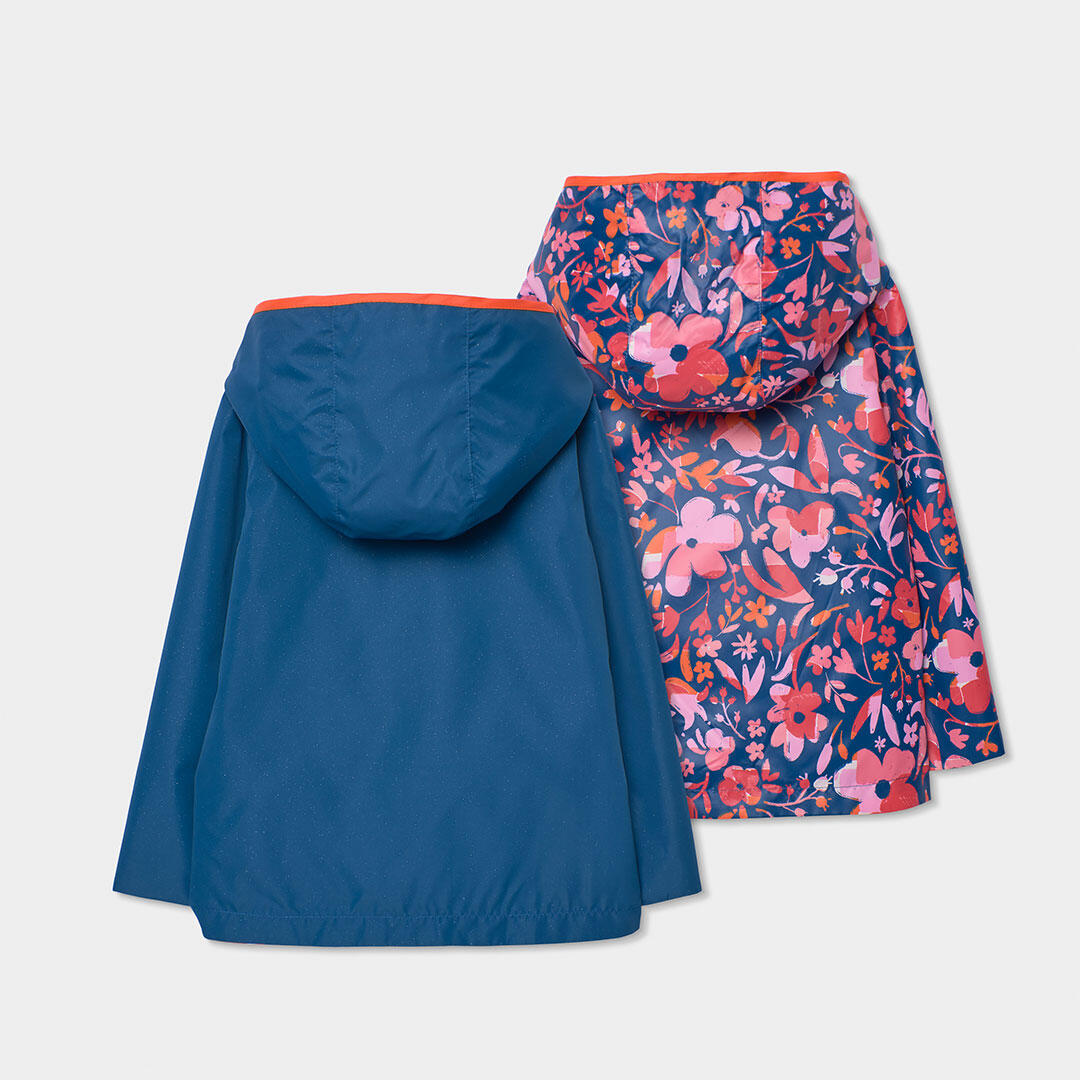 Parka reversible para niña con estampado floral, azul marino 2/7