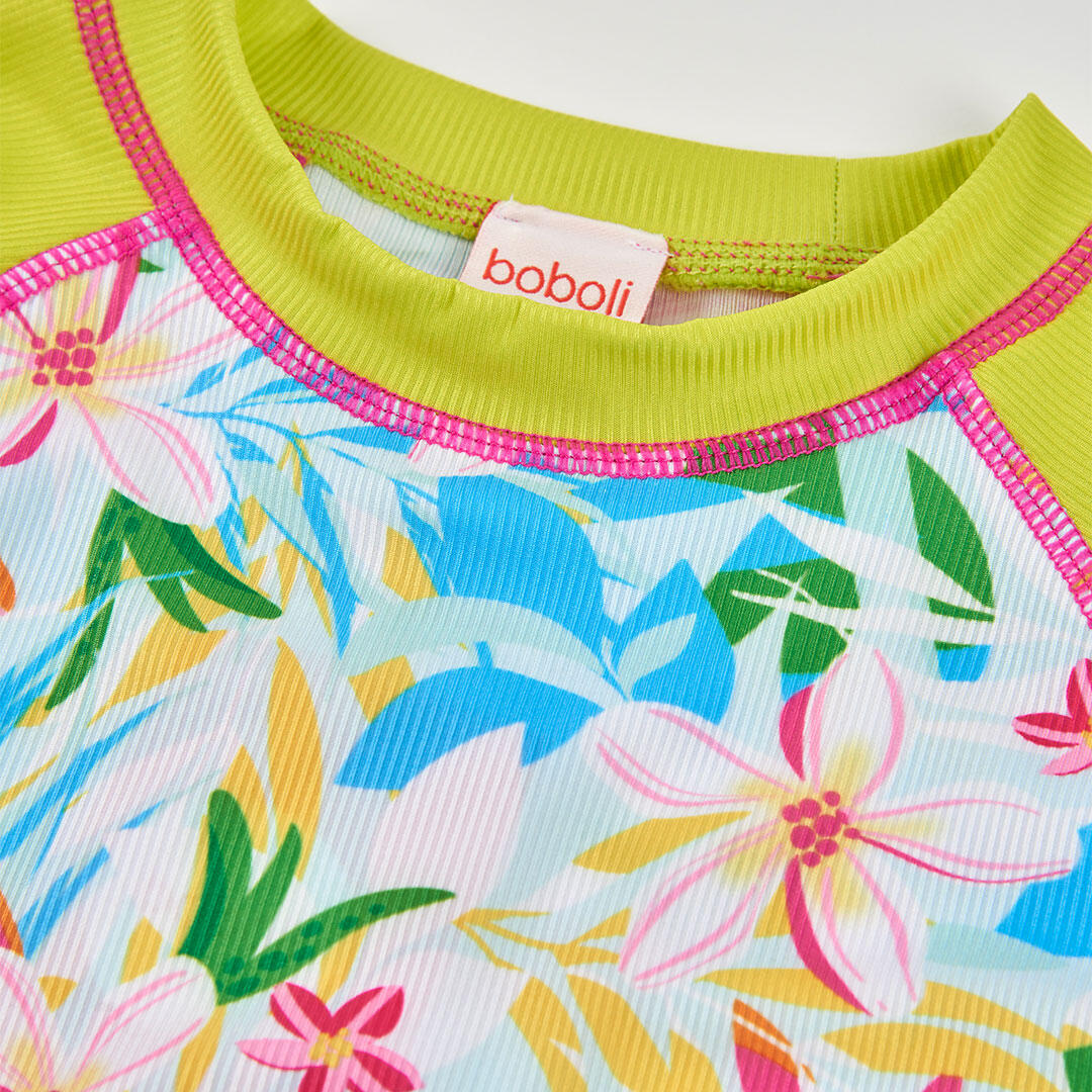 Camiseta de baño de manga larga para niña con protección solar UPF50+ 3/4