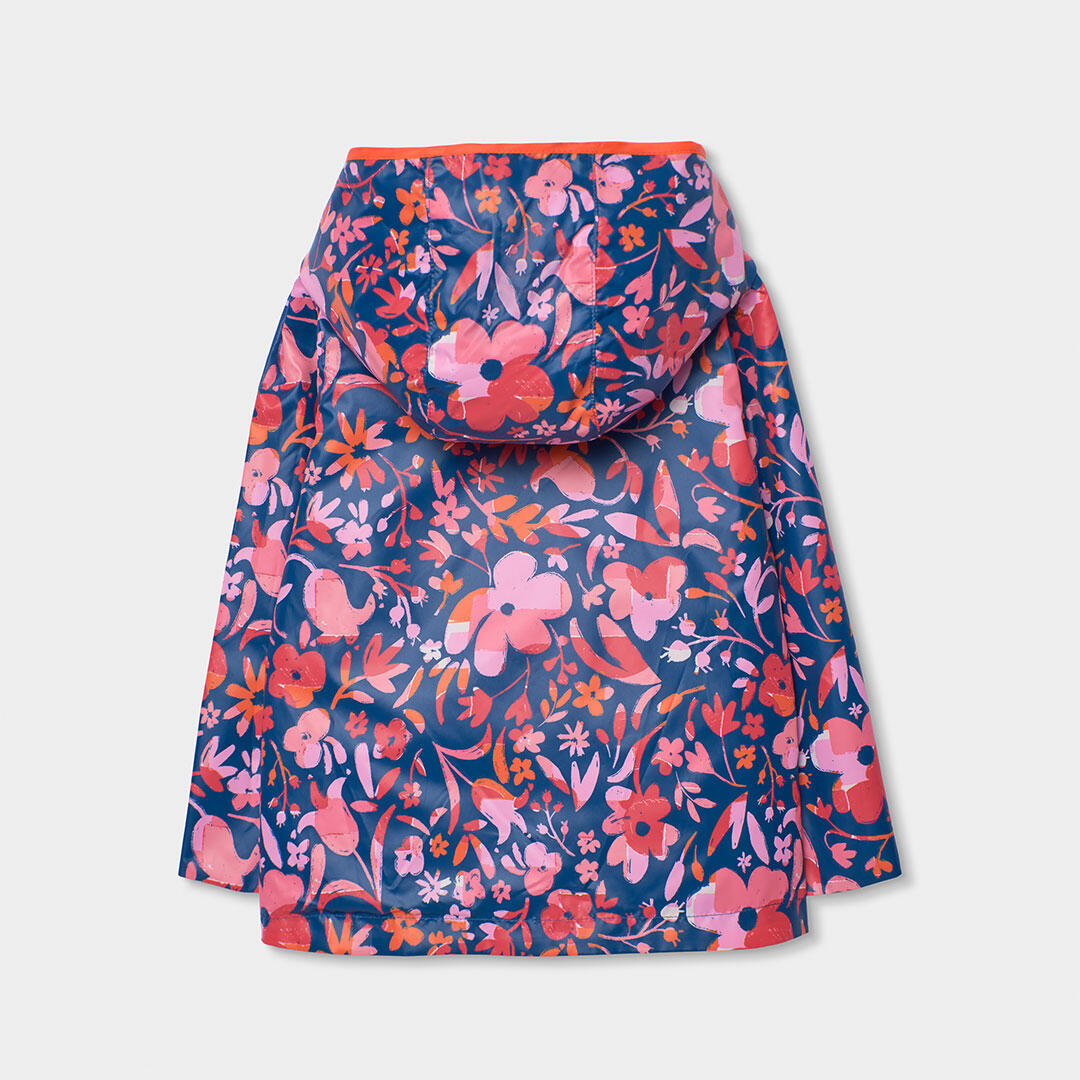 Parka reversible para niña con estampado floral, azul marino 6/7