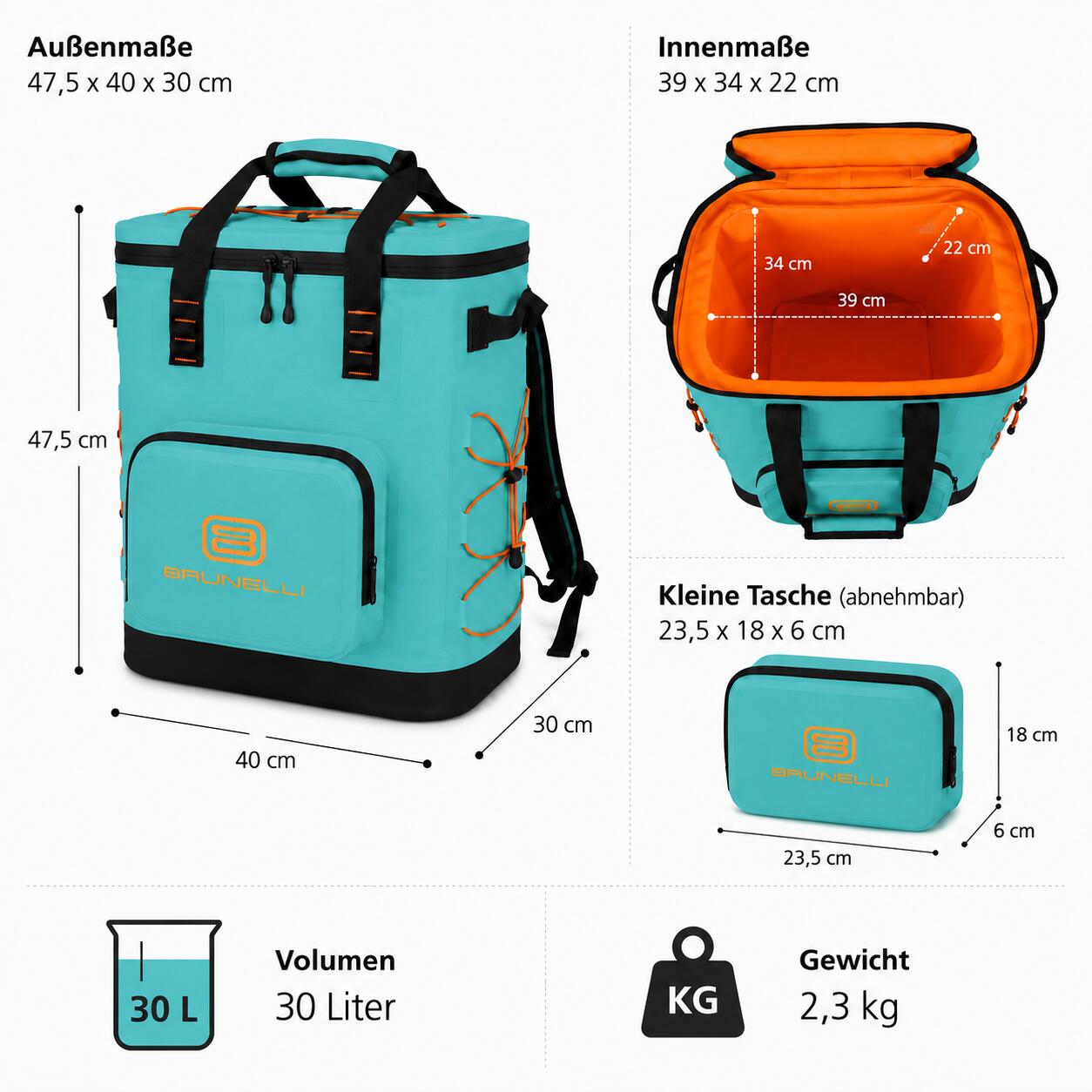Zaino termico 30L impermeabile per campeggio, SUP e barca 5/8