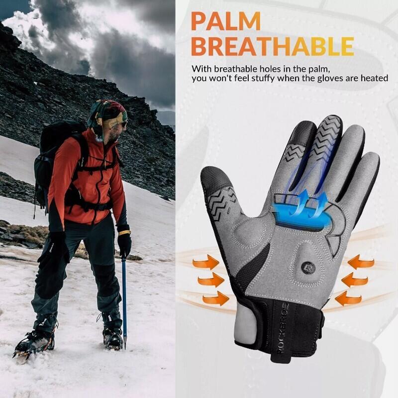 ROCKBROS Beheizbare Handschuhe Fahrrad Winter Warm 5/7