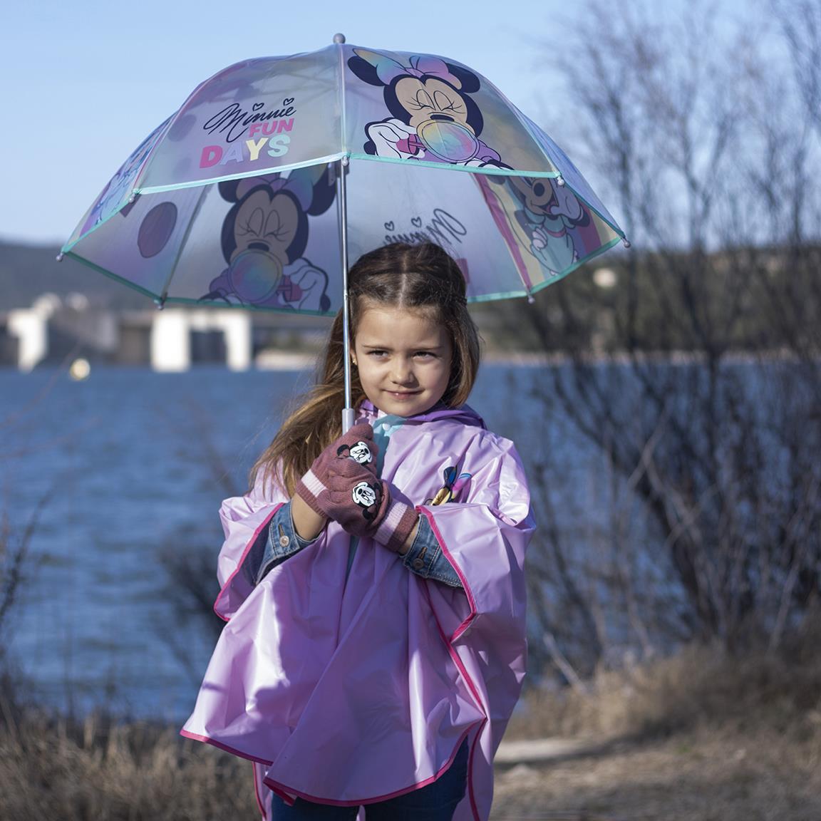 Poncho imperméable Minnie à capuche enfant Lilas 4/7