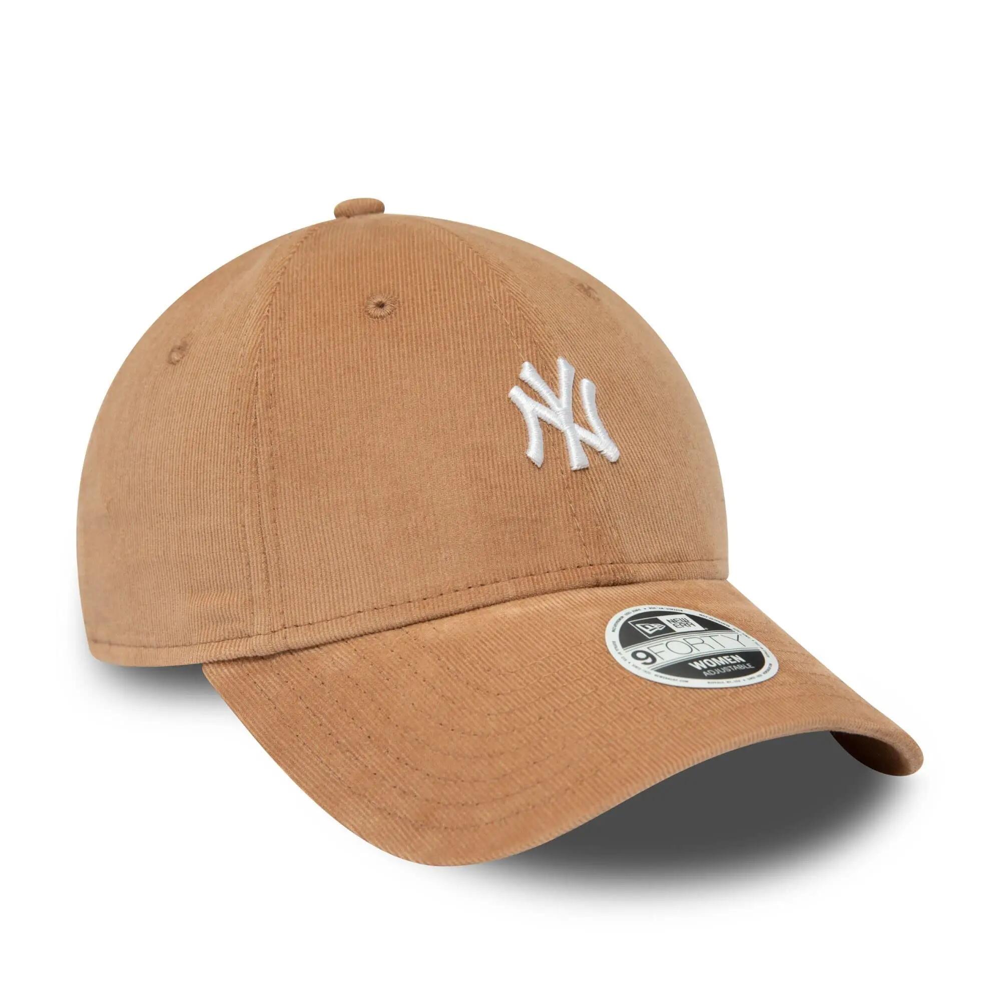 New York Baseball Cap Braun Cord MLB Kappe Strapback-Verschluss Damen Frau 3/5