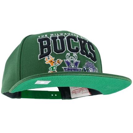 NBA/HWC Champ Stack Casquette de Baseball Snapback - Milwaukee Bucks, Vert