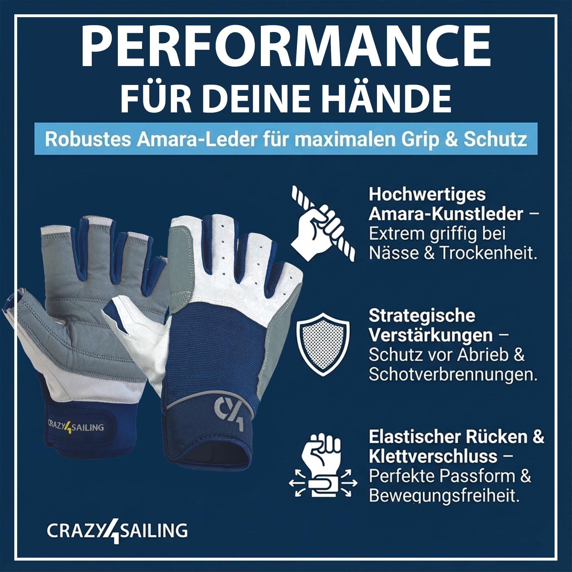 Gants régate - 5 Doigts coupés, Taille:XS, Couleur:Bleu Marine 2/7