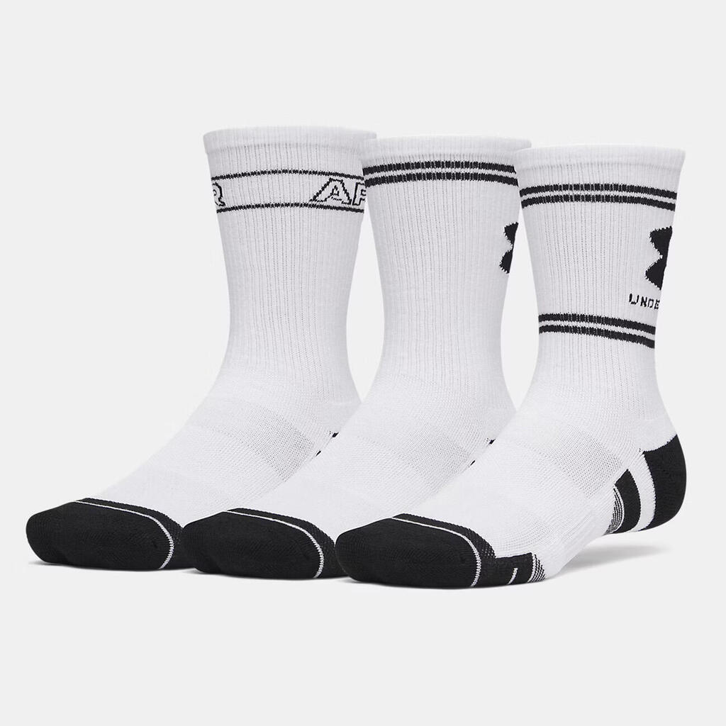 Pack of 3 Pairs of UA Performance Tech Unisex Socks White and Black