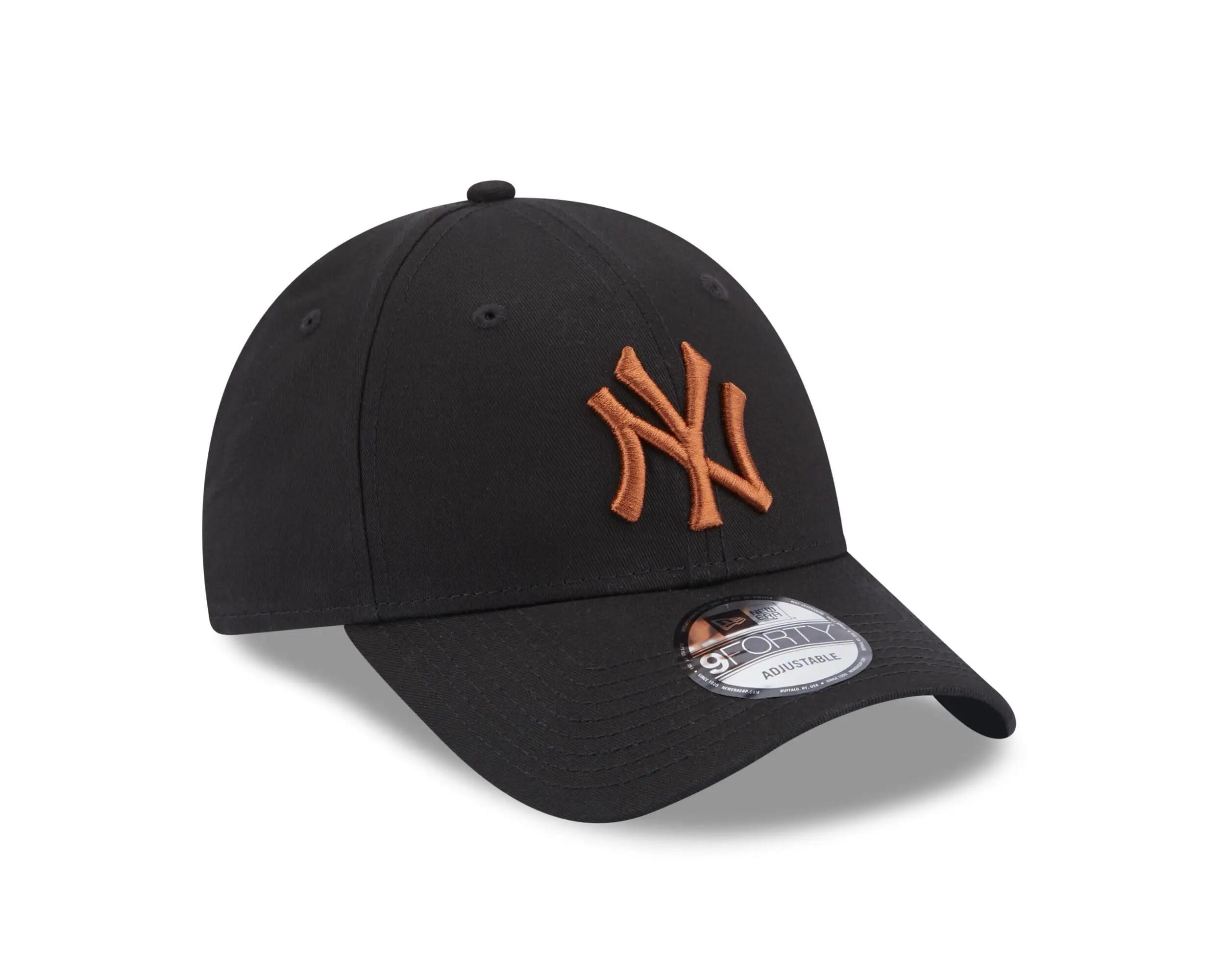 MLB Cap New York Baseball Strapback gebogener Schirm NY-Logo Schwarz Braun 3/5