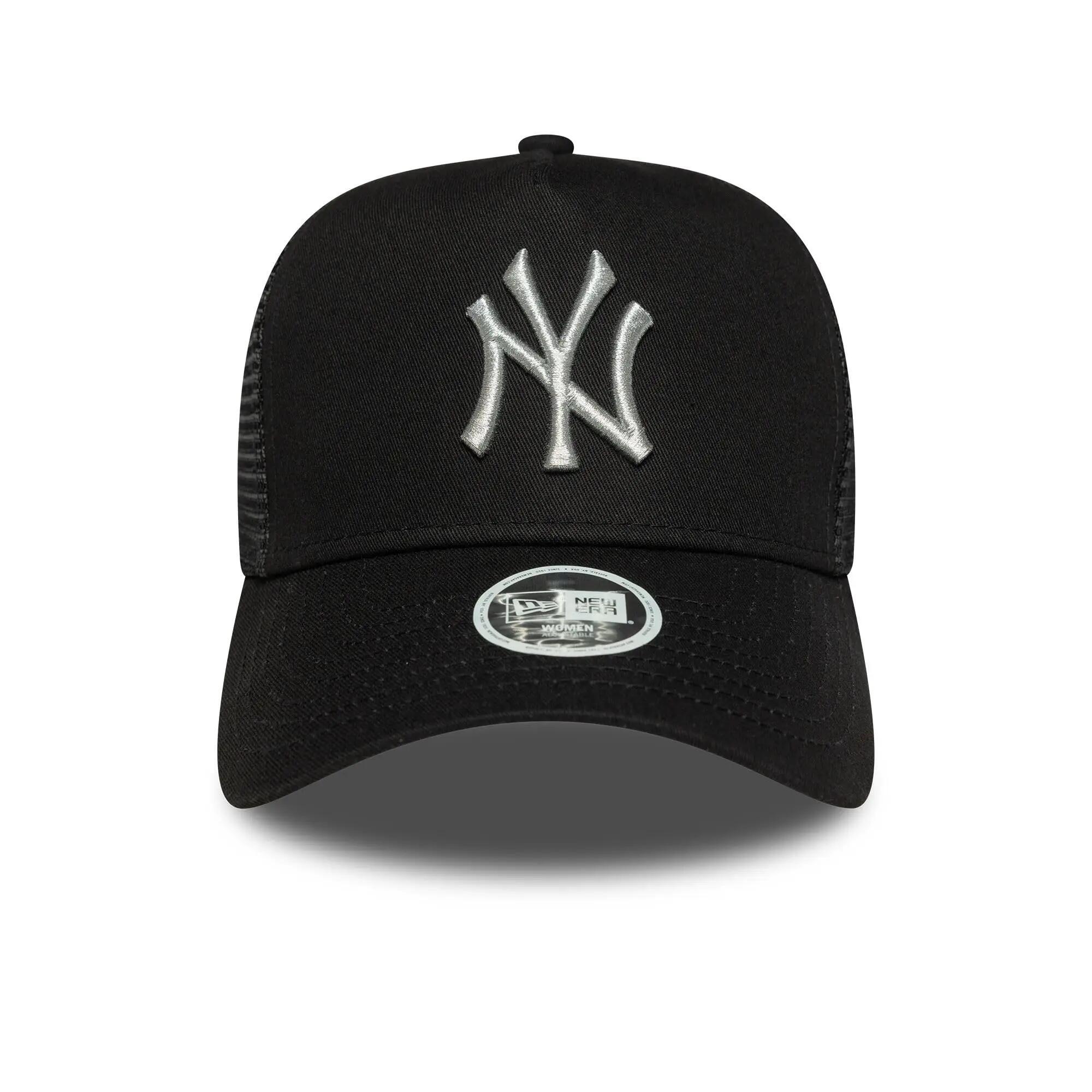 New York Women Metallic A-Frame Trucker Cap Noir 2/5