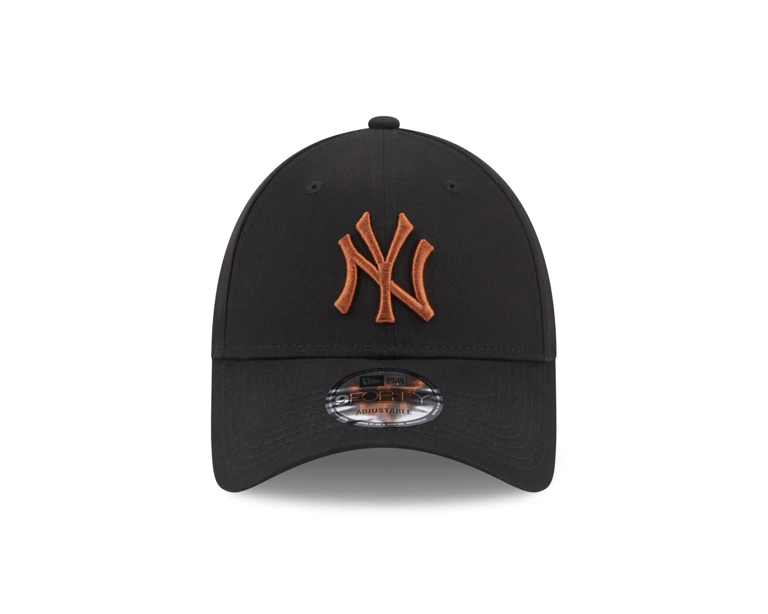 MLB Cap New York Baseball Strapback gebogener Schirm NY-Logo Schwarz Braun 2/5