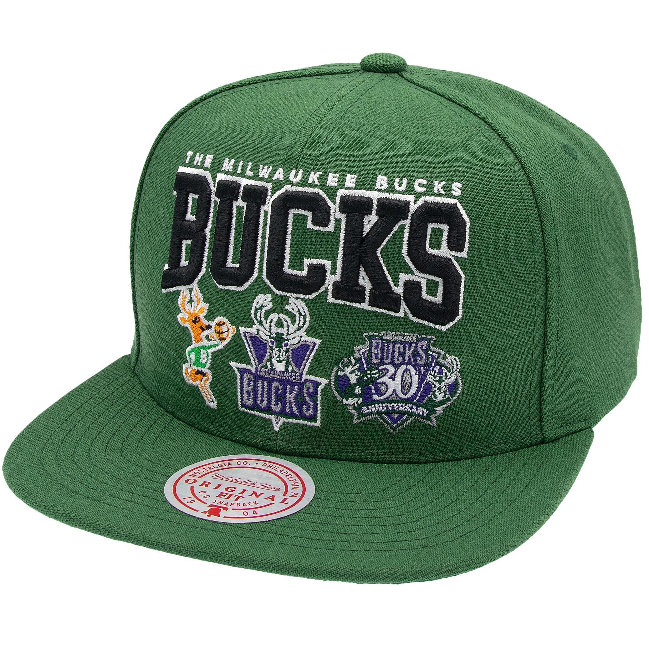 NBA/HWC Champ Stack Casquette de Baseball Snapback - Milwaukee Bucks, Vert 2/5