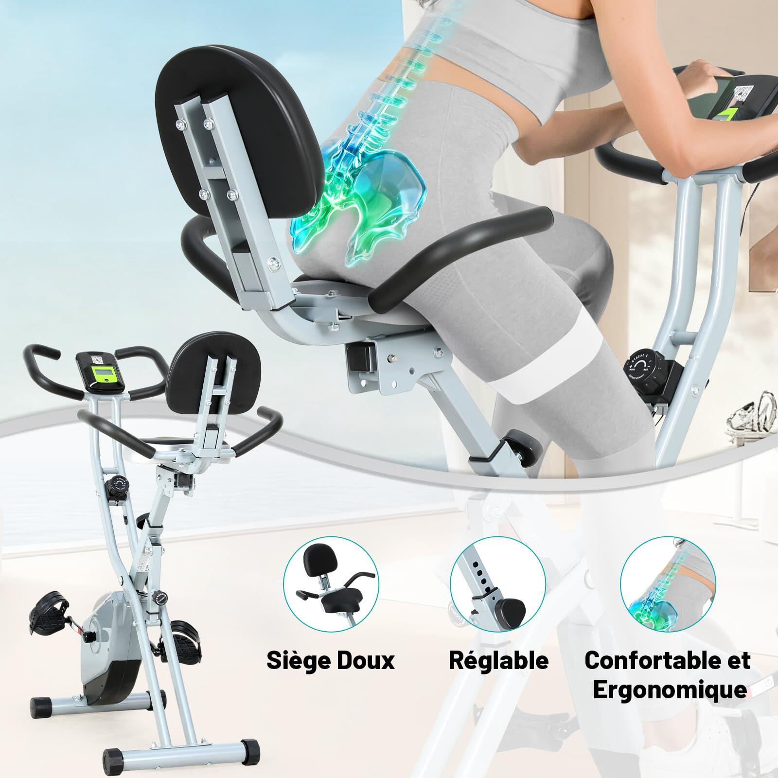 2-IN-1 Vélo d'Appartement Pliable, Velo Appartement Cardio Training 8 Niveaux 6/7