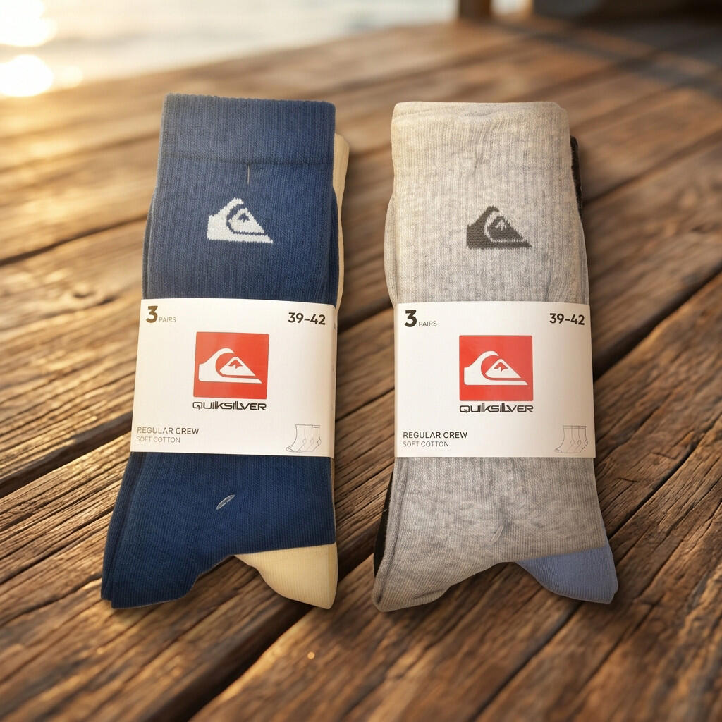 Quiksilver Conjunto de Meias Masculinas Crew Lote de 6 Pares Regular Lifestyle 4/7