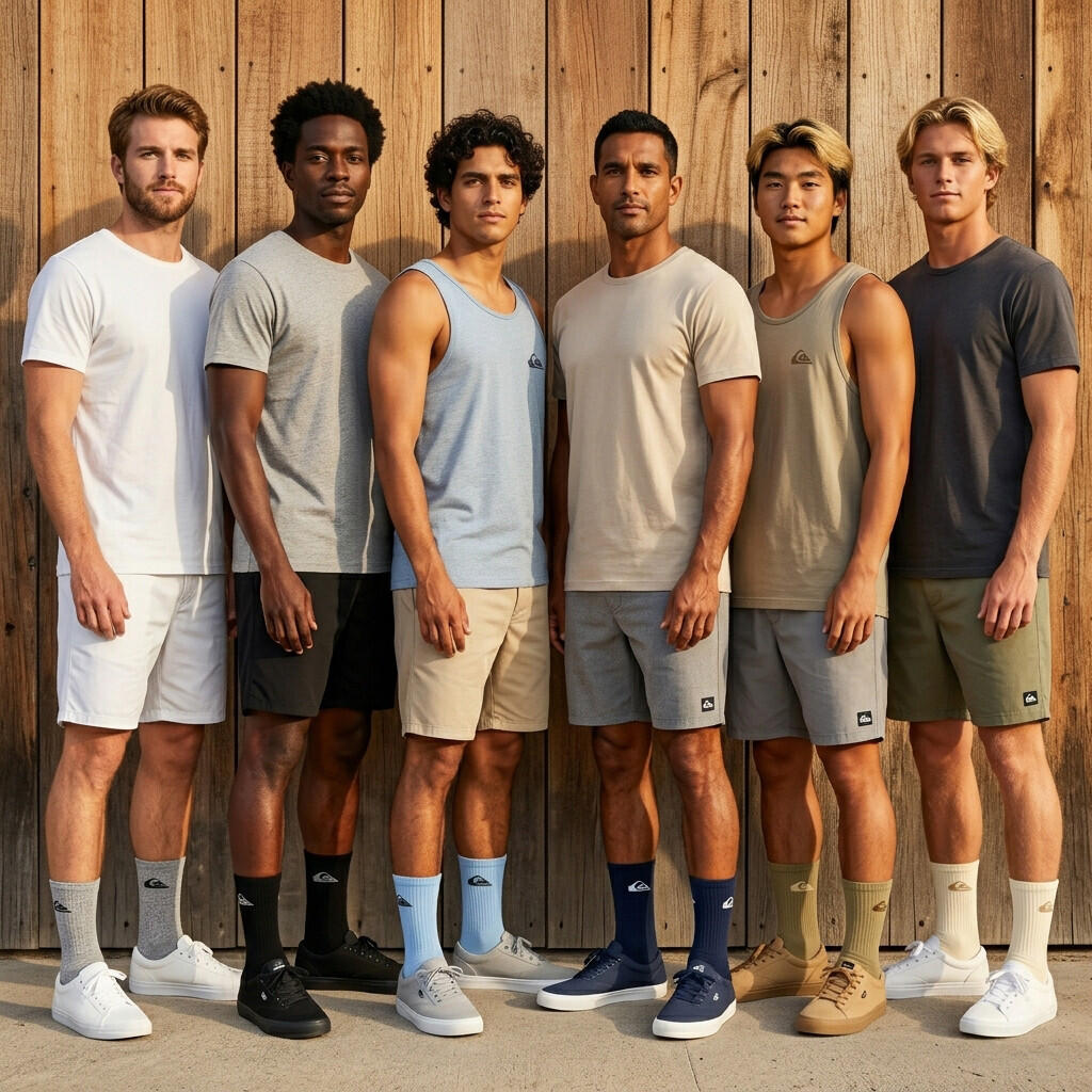 Quiksilver Conjunto de Meias Masculinas Crew Lote de 6 Pares Regular Lifestyle 2/7