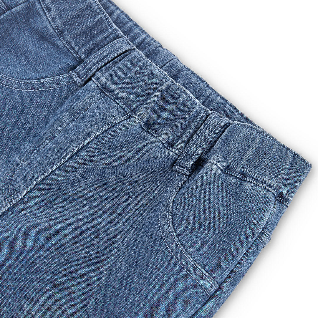 Pantalón de Felpa Denim para Niña Bleach Efecto Vaquero 3/4