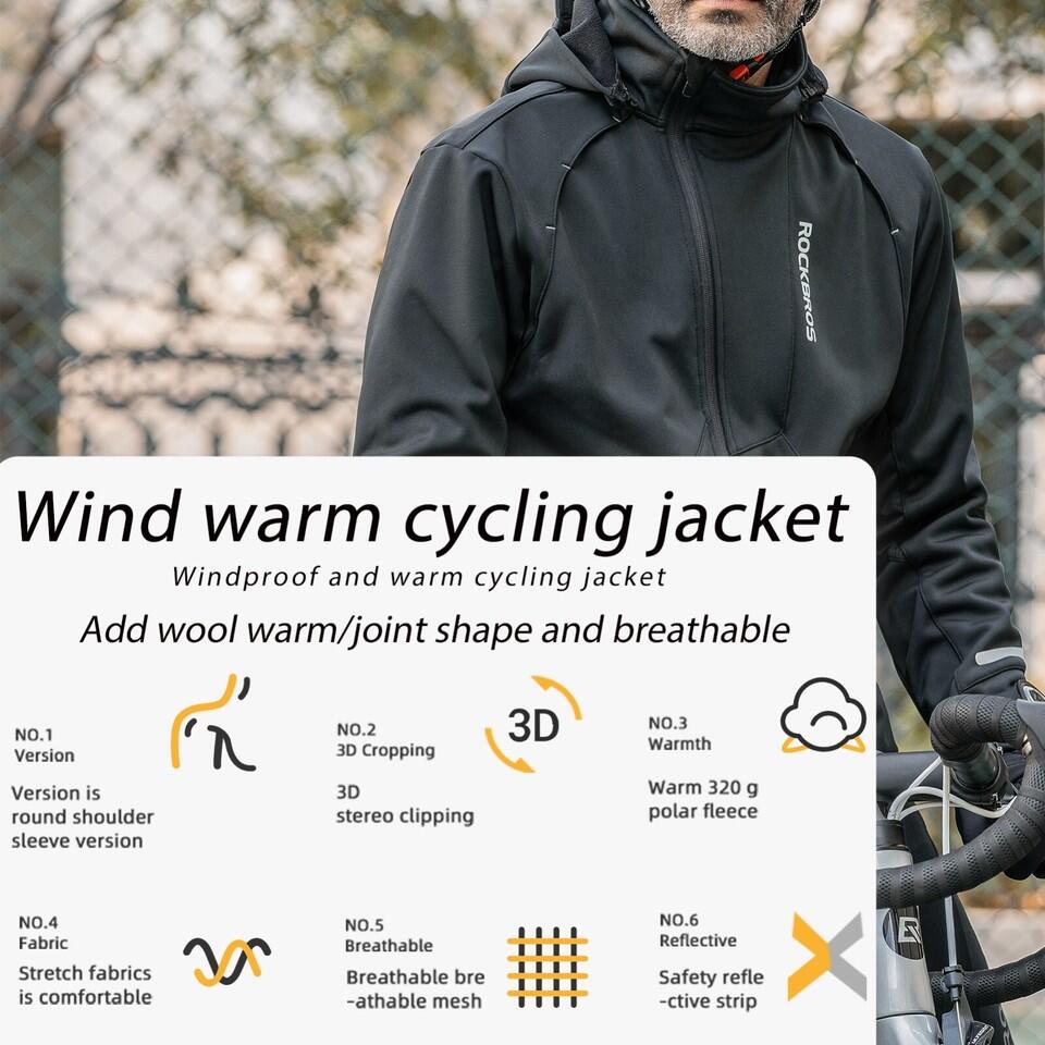 ROCKBROS Winter Jacke Fahrradjacke Warm Softshell Jersey 2/6