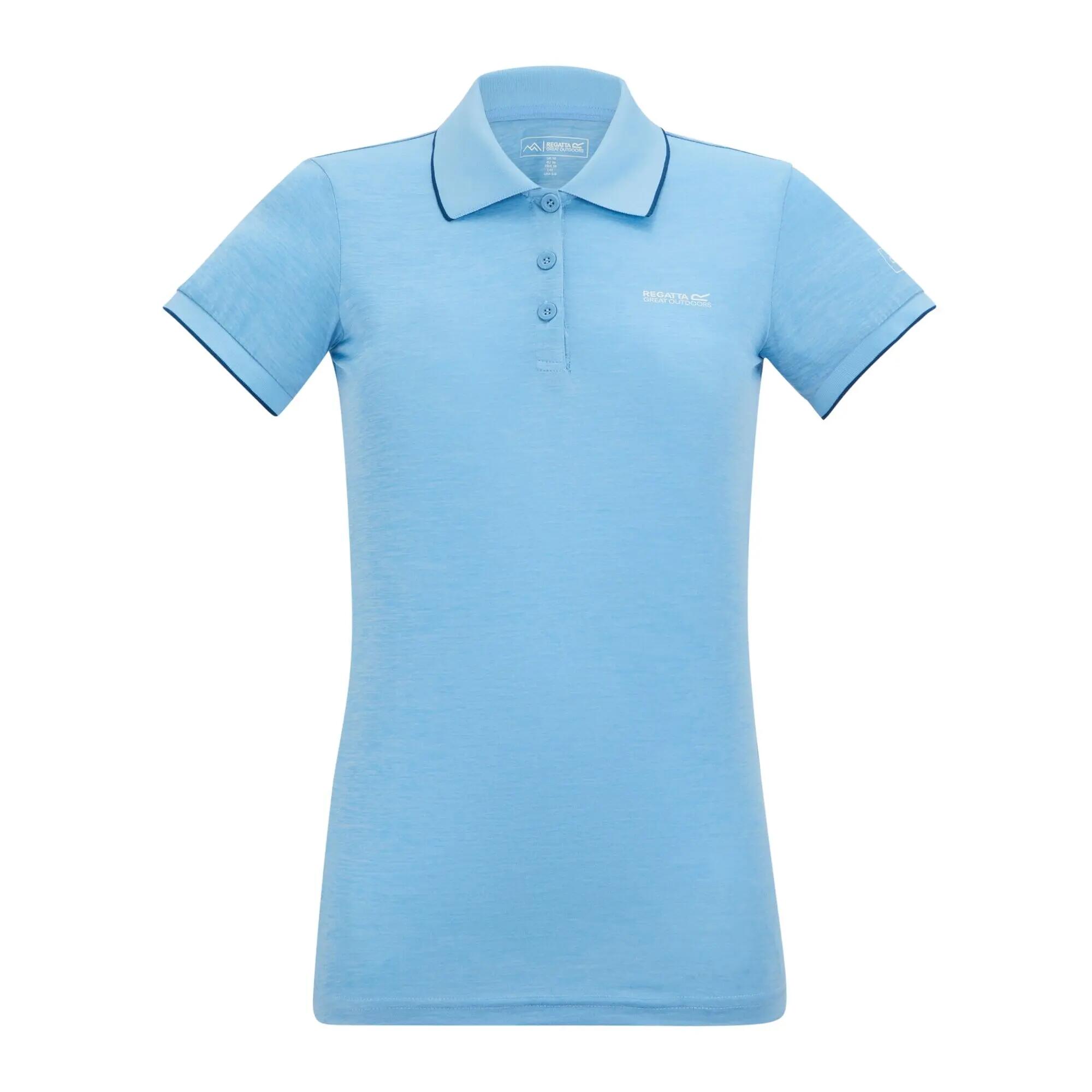 Womens/Ladies Remex II Polo Neck TShirt (Washed Denim) 2/5