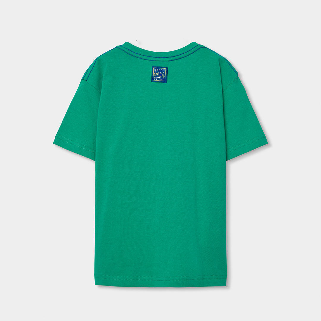 Camiseta de Algodón para Niño Verde con Estampado de Pájaro Exótico 2/4