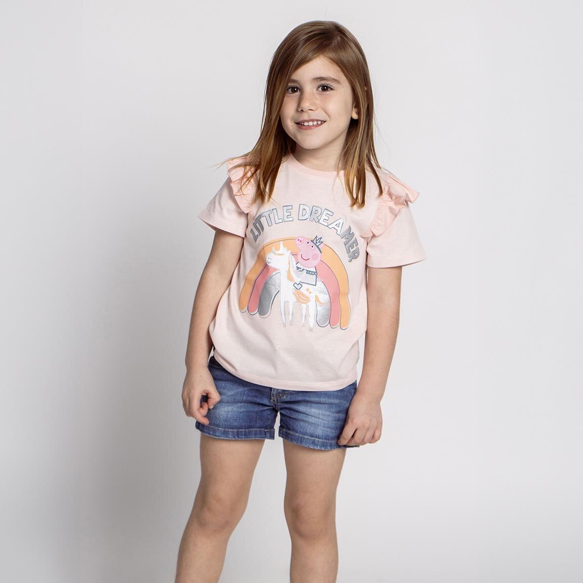 Camiseta Infantil Manga Corta Peppa Pig Rosa 5/6