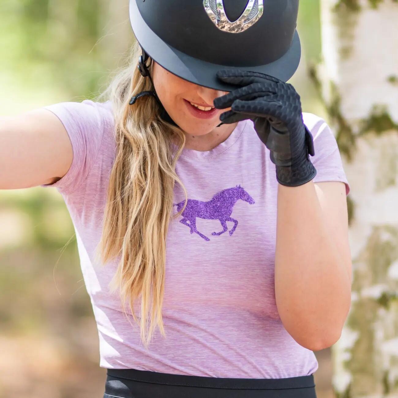 T-shirt equitazione da donna York Glitter Horse 2/4