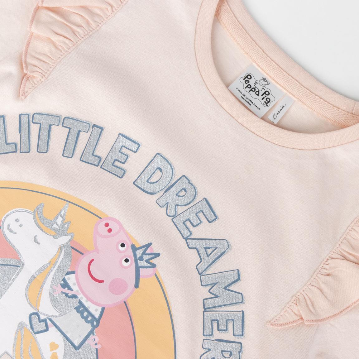 Camiseta Infantil Manga Corta Peppa Pig Rosa 3/6