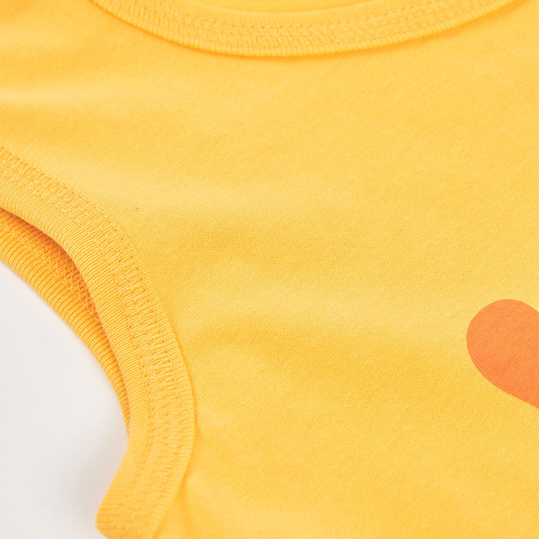 Camiseta de Tirantes Infantil de Algodón Niño Amarilla con Estampado Multicolor 3/4
