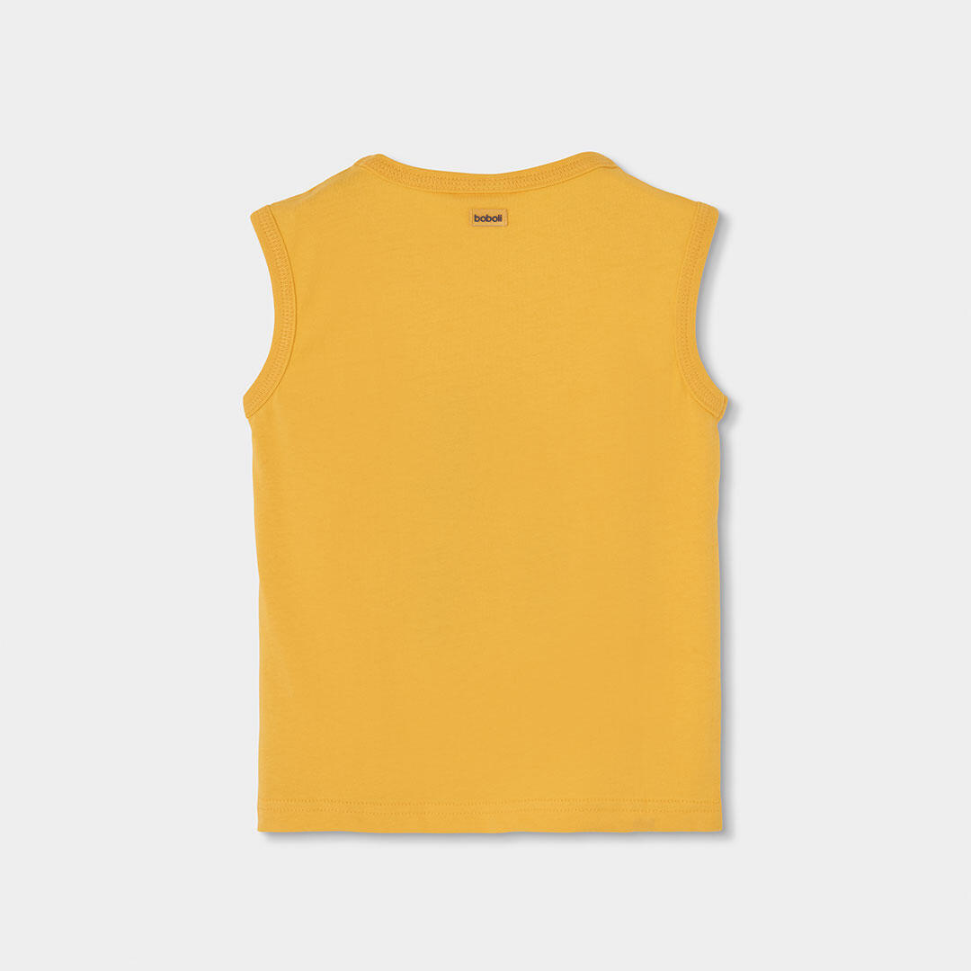 Camiseta de Tirantes Infantil de Algodón Niño Amarilla con Estampado Multicolor 2/4