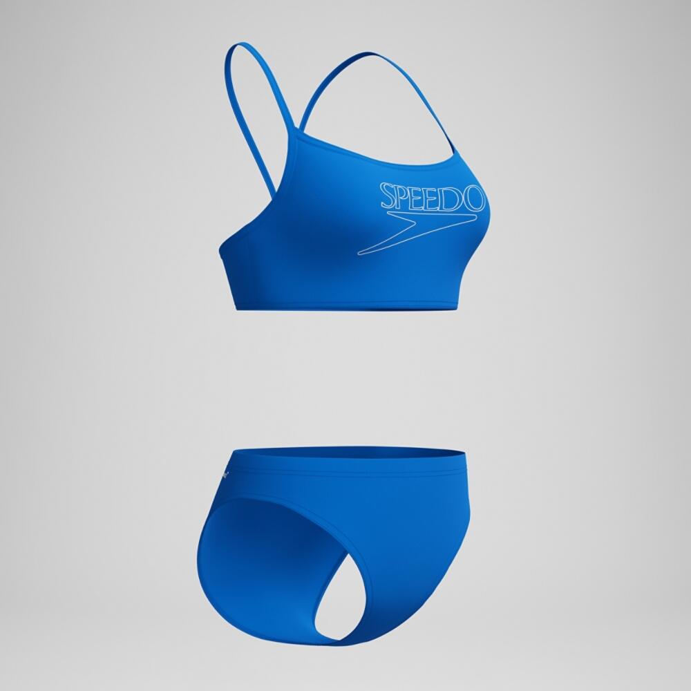Speedo Dames Bikini Endurance+ Logo Thin Strap Blauw/Wit 6/6