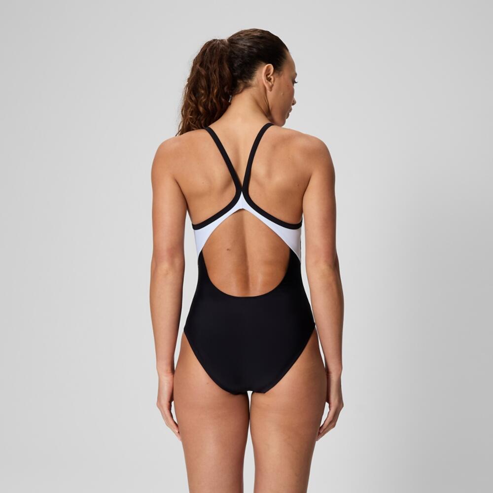 Costume Da Bagno Intero Tinta Unita Racerback Donna Speedo Nero 3/7