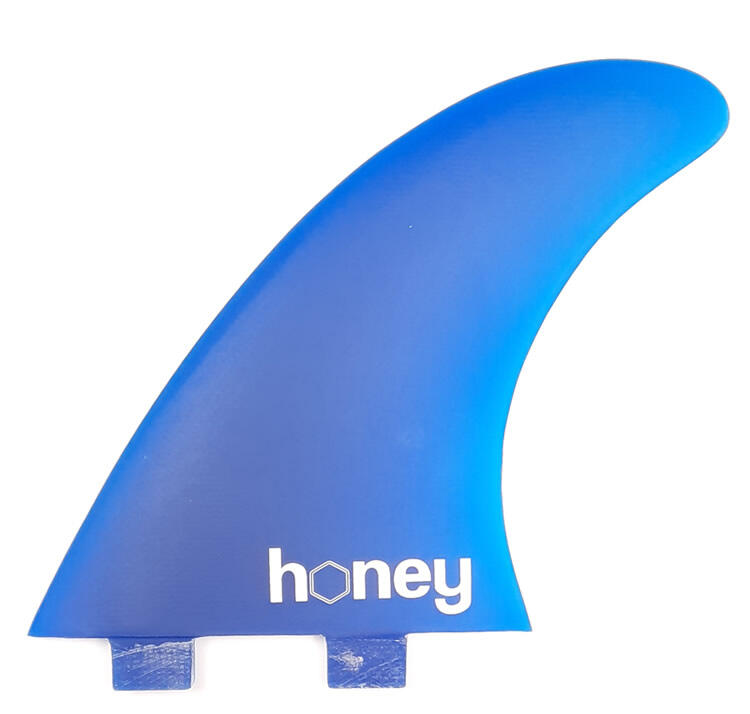 Honey Fiberglass Twin Fin Dual Tab Blue 2/3