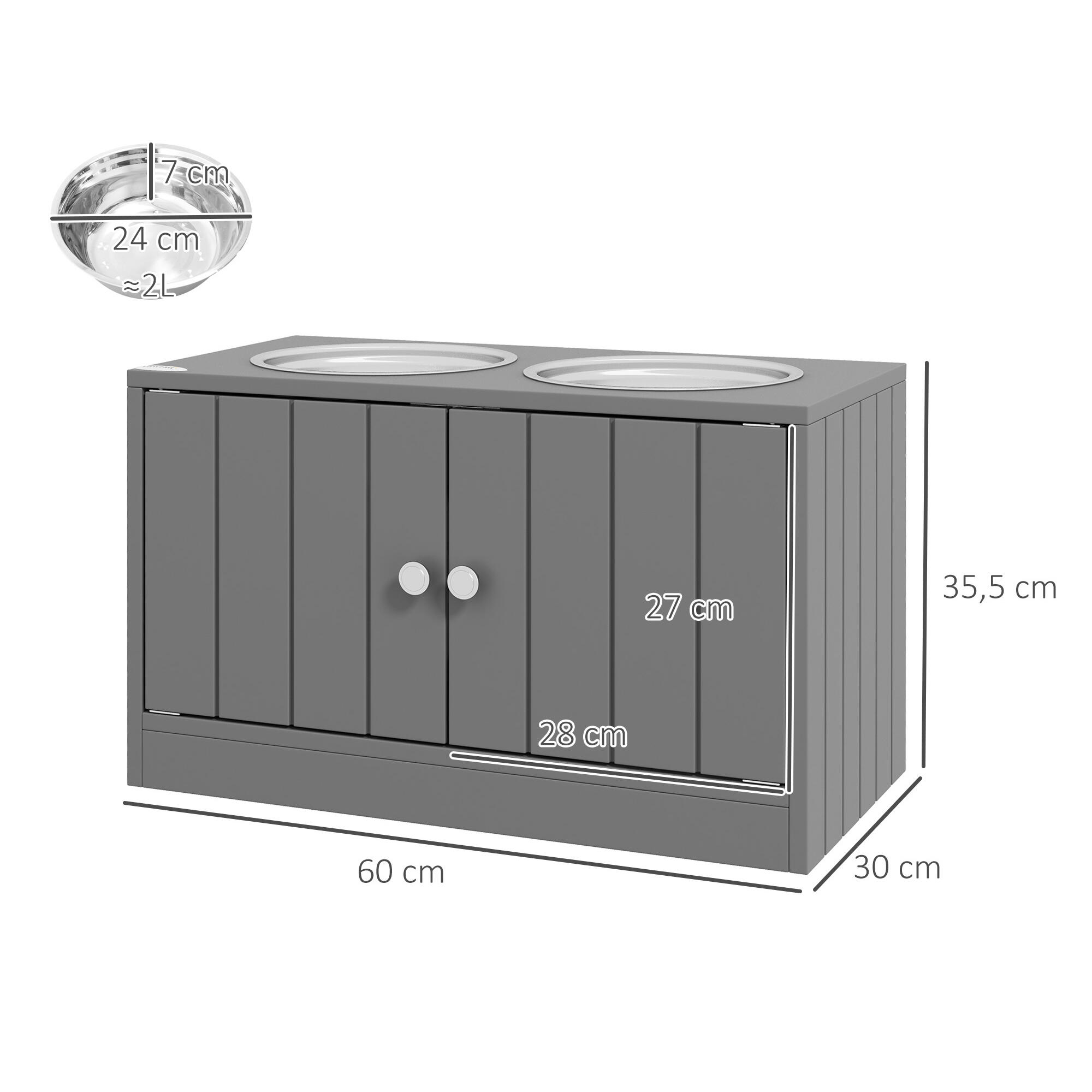 Comedero para Perros PawHut 60x30x35.5 cm Gris 3/5