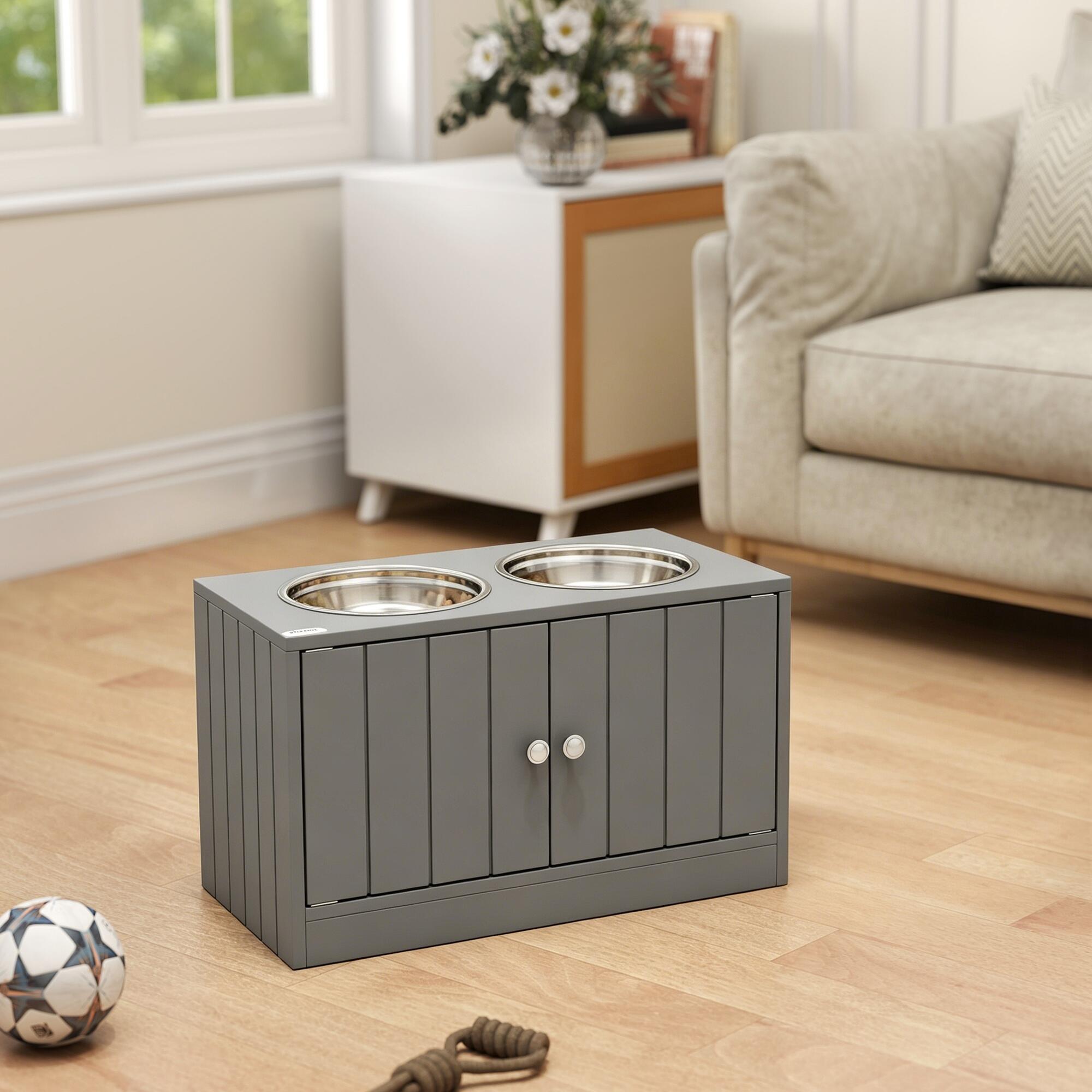 Comedero para Perros PawHut 60x30x35.5 cm Gris 2/5